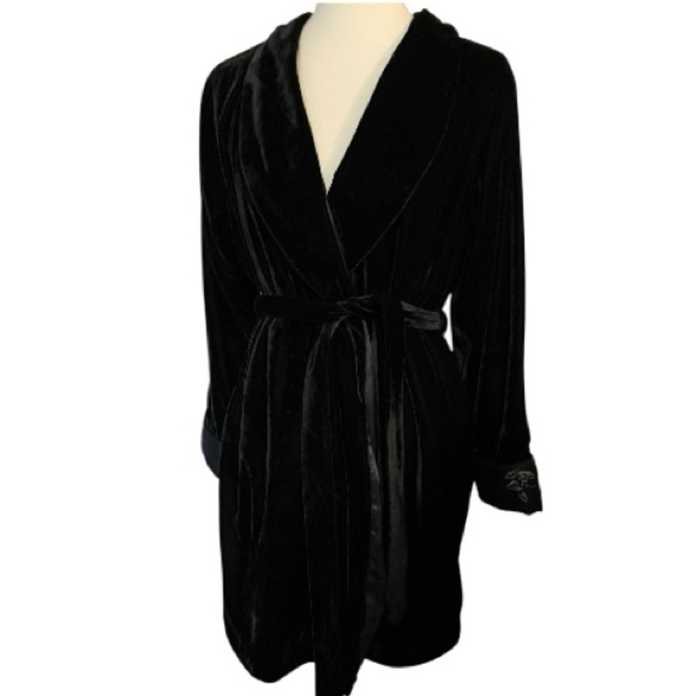 Jillian Jones Vintage Velevet Dressing Gown- Velure Short Robe Women's Small - Picture 6 of 12